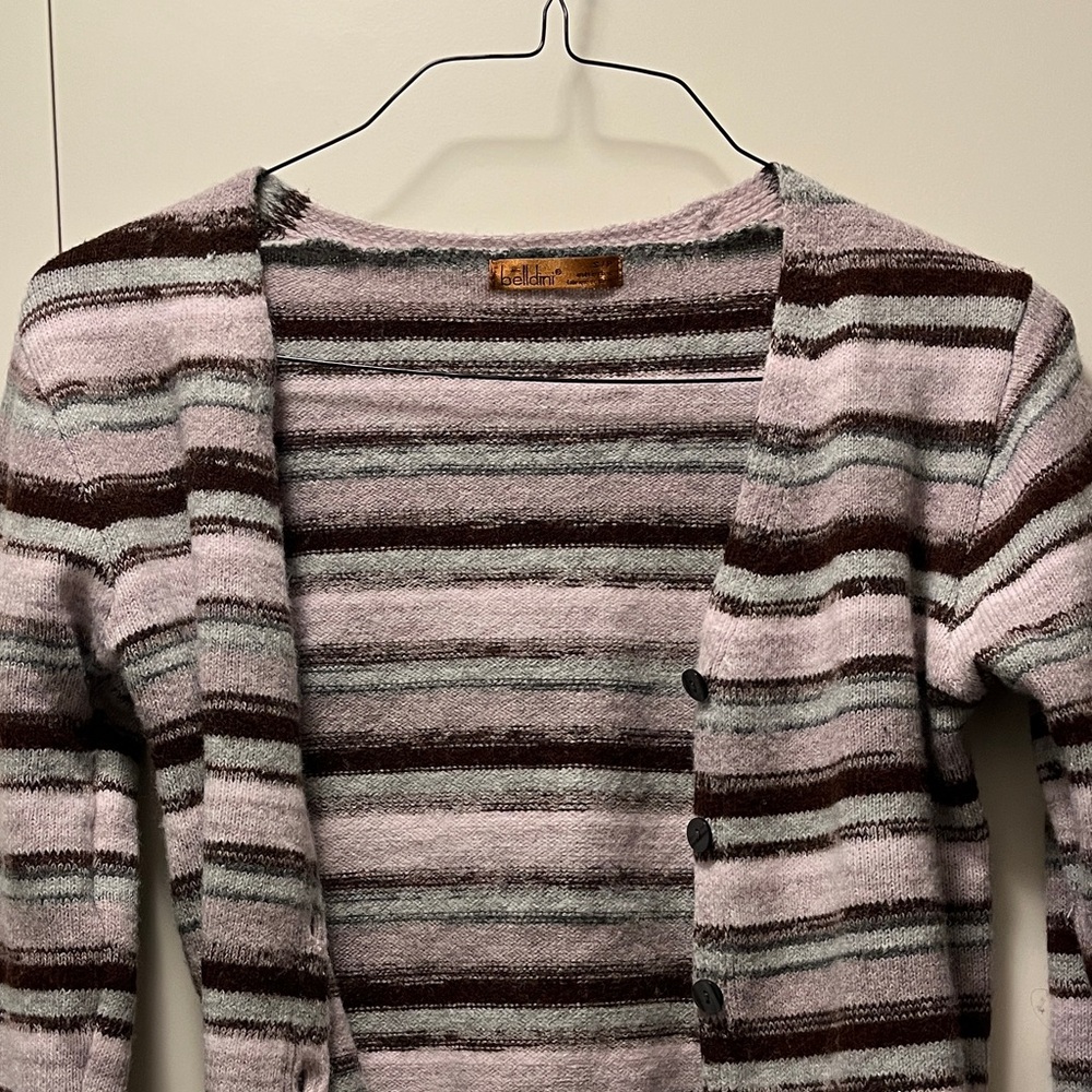 Belldini Striped Cardigan - Pink, Brown, and Gray